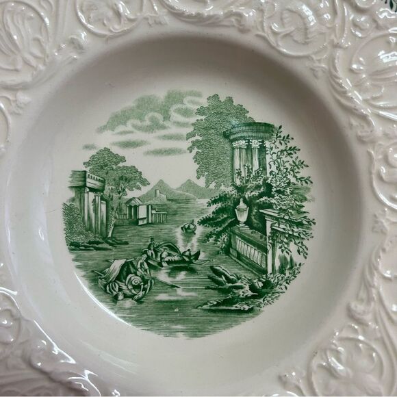 Wedgwood Patrician Torbay Green Rim Soup Bowl 8 1/2" - Picture 2 of 7